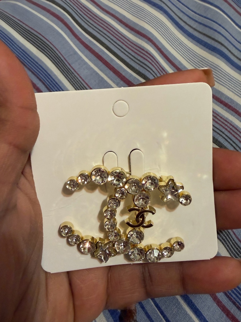Gold Crystal Interlocking Brooch - Gold